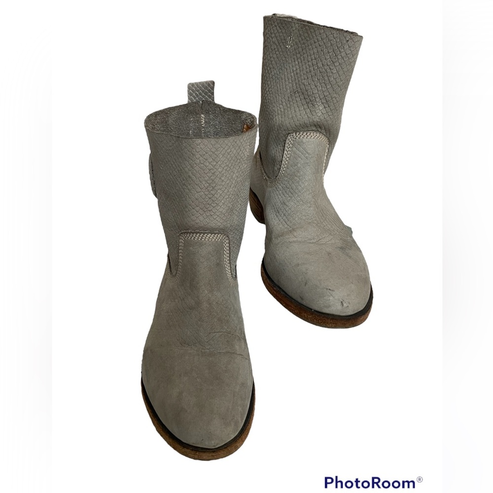 Blackstone Soft Gray Textured Suede Ankle Short Boots, 37 / 6.5